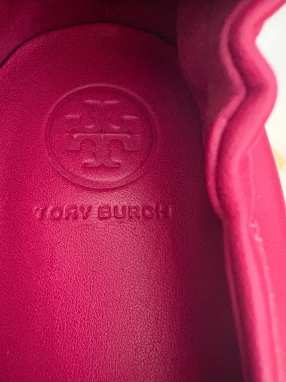 Tory Burch Raspberry Leather Logo Ballet Flats